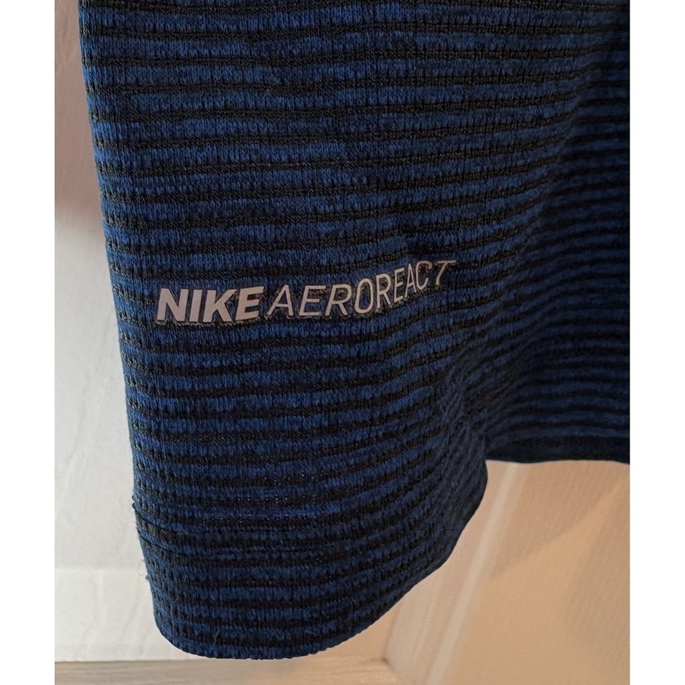 Nike AeroReact Mens 2XL Blue Black Striped Short Sleeve Polo Shirt 923106-408